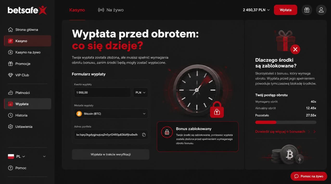 Podejrzenie blokady bonusu przy próbie wypłaty przed obrotem